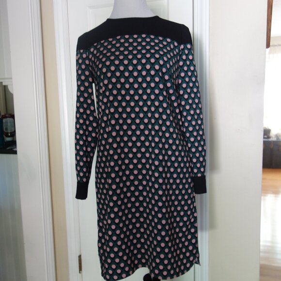BODEN Green Black Polka Dot Shift Dress – US Sz 6 - Picture 3 of 12